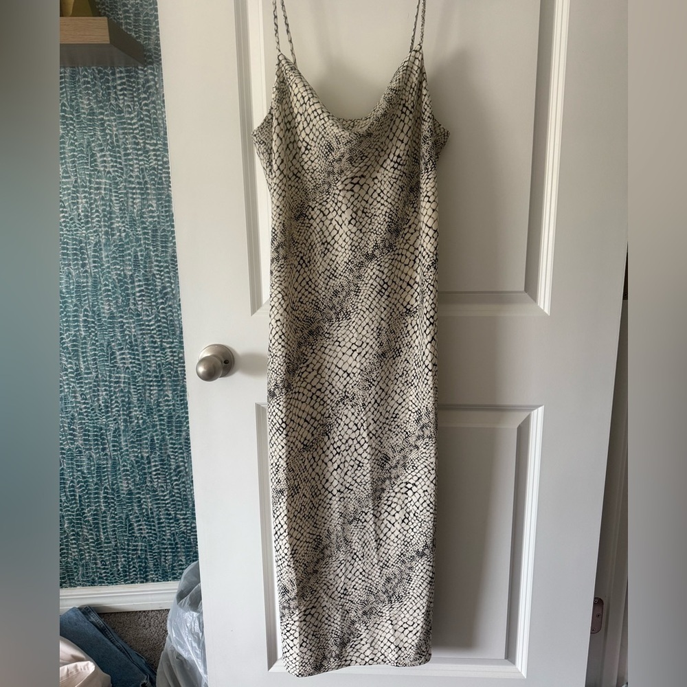 NWT Banana Republic snakeskin slip Midi Dress with coul neck